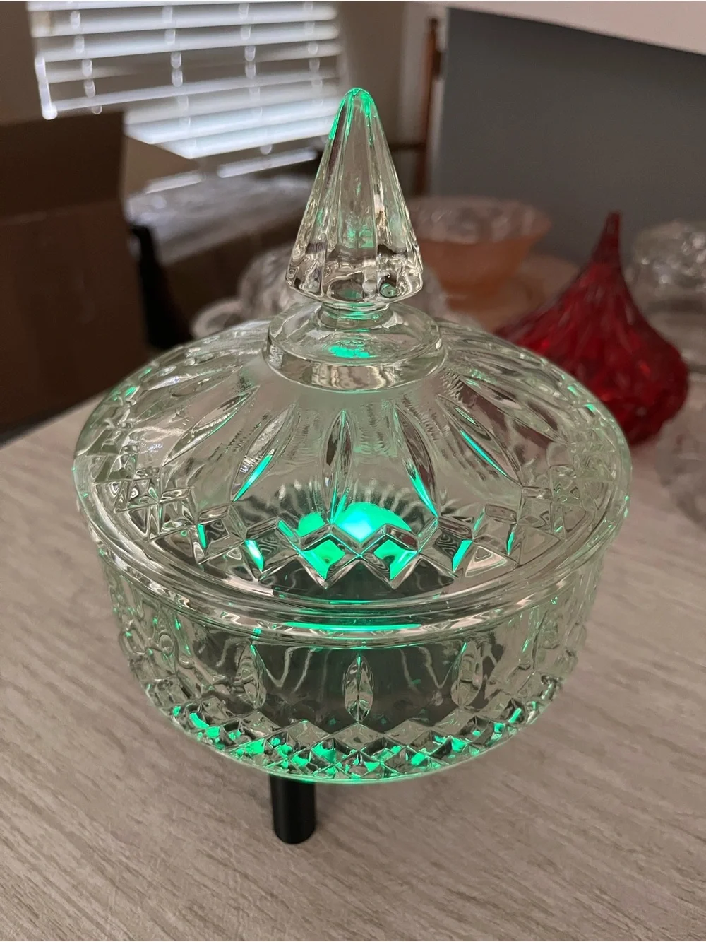 Vintage Indiana Glass Princess Clear Covered Candy Dish Fairy Lamp